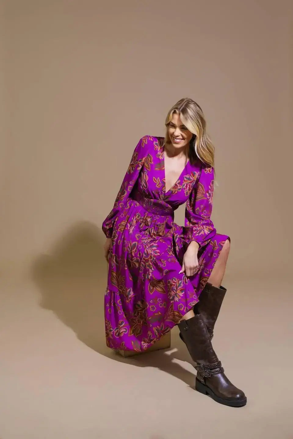 ELEGANTLY ELEVATED WOVEN MIDI DRESS - Flying Tomato - Flyclothing LLC