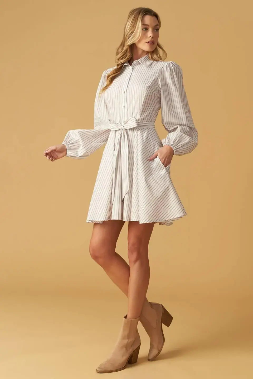 BEAUTY & STYLE WOVEN MINI DRESS - Flying Tomato - Flyclothing LLC