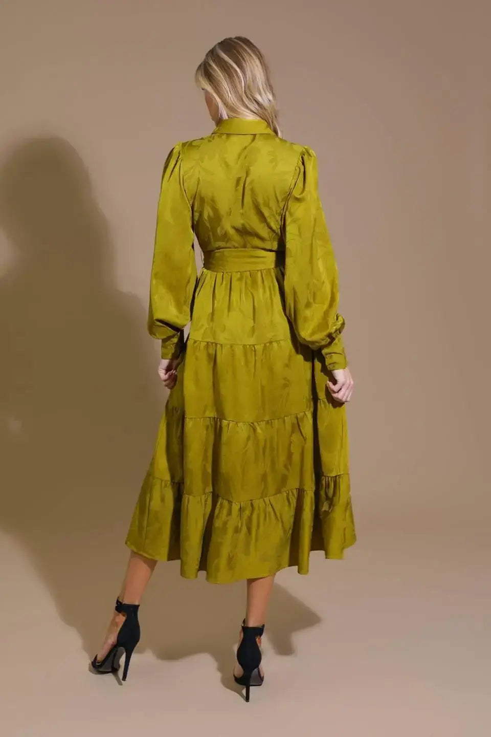 TOTAL APPEAL WOVEN JACQUARD MIDI DRESS - Flying Tomato - Flyclothing LLC