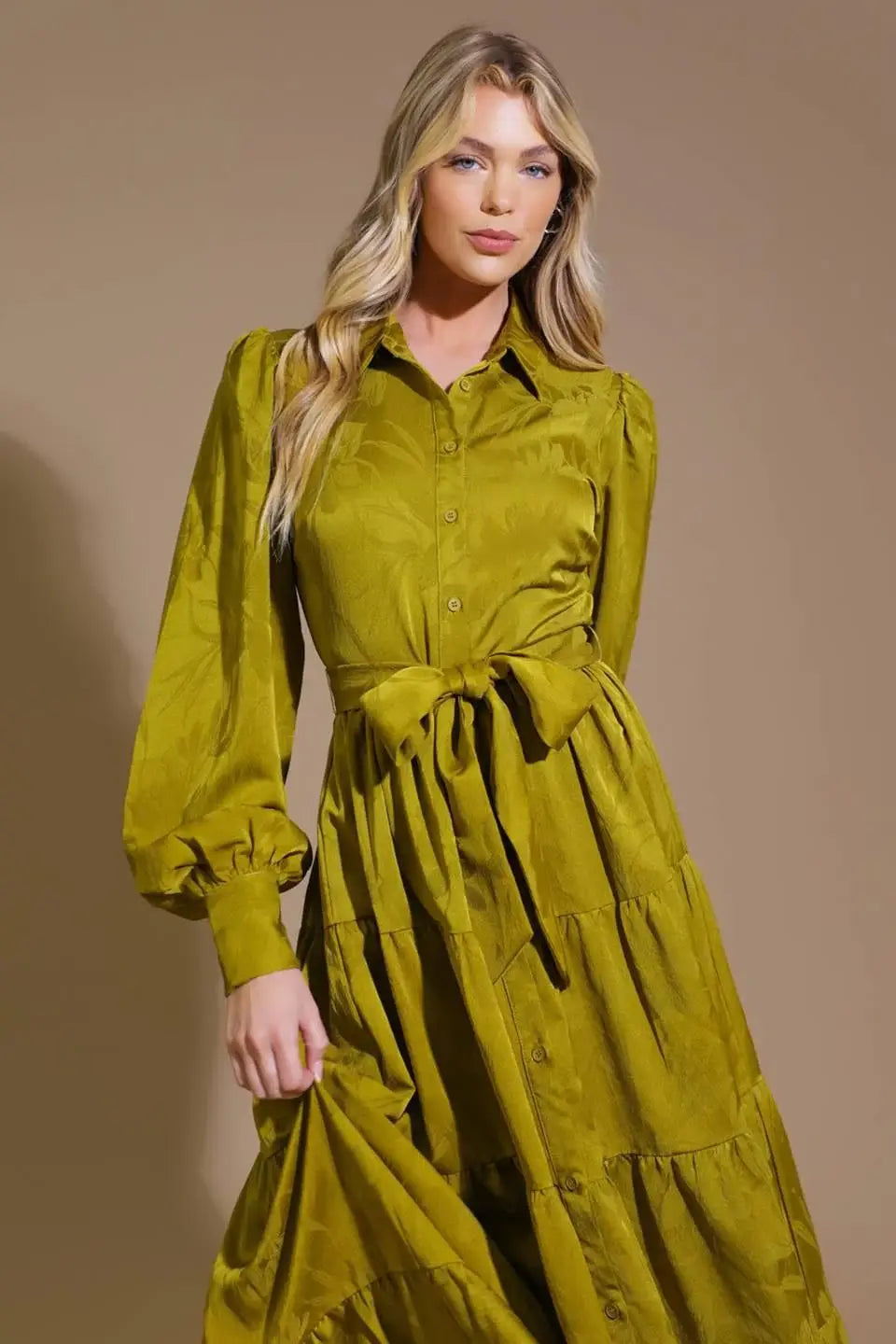 TOTAL APPEAL WOVEN JACQUARD MIDI DRESS - Flying Tomato - Flyclothing LLC