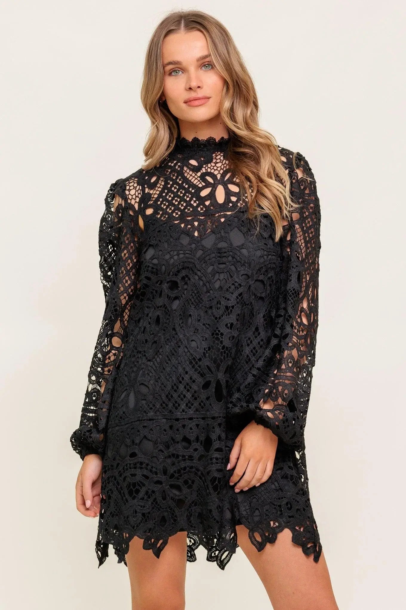 GETTING STARTED WOVEN LACE MINI DRESS - Flying Tomato - Flyclothing LLC