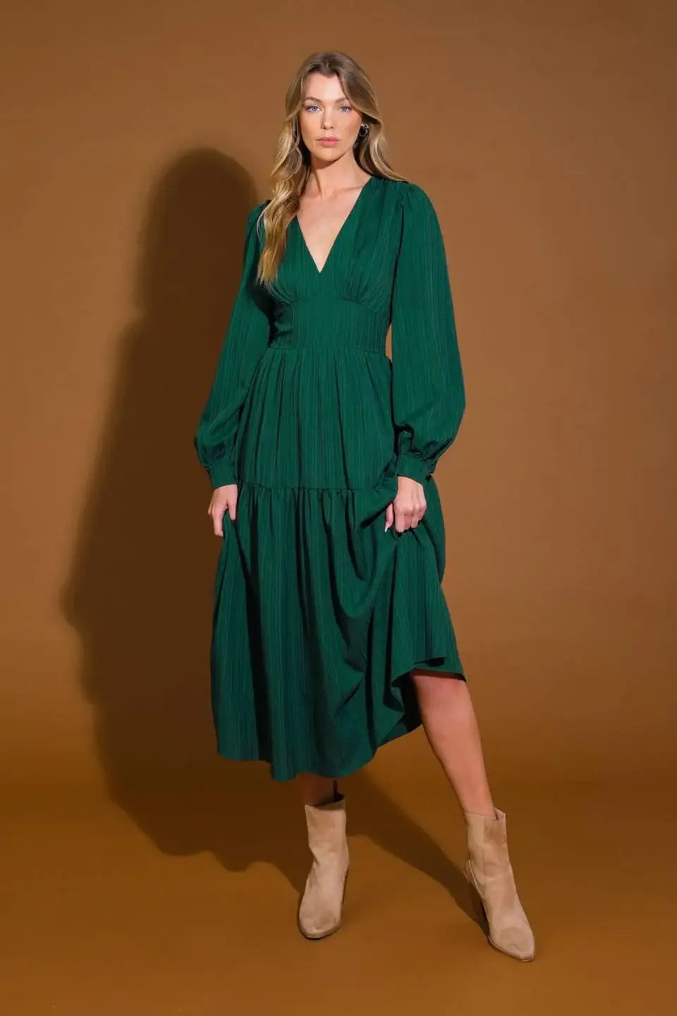 POSH PRESENCE WOVEN MIDI DRESS - Flying Tomato - Flyclothing LLC