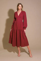 POSH PRESENCE WOVEN MIDI DRESS - Flying Tomato - Flyclothing LLC