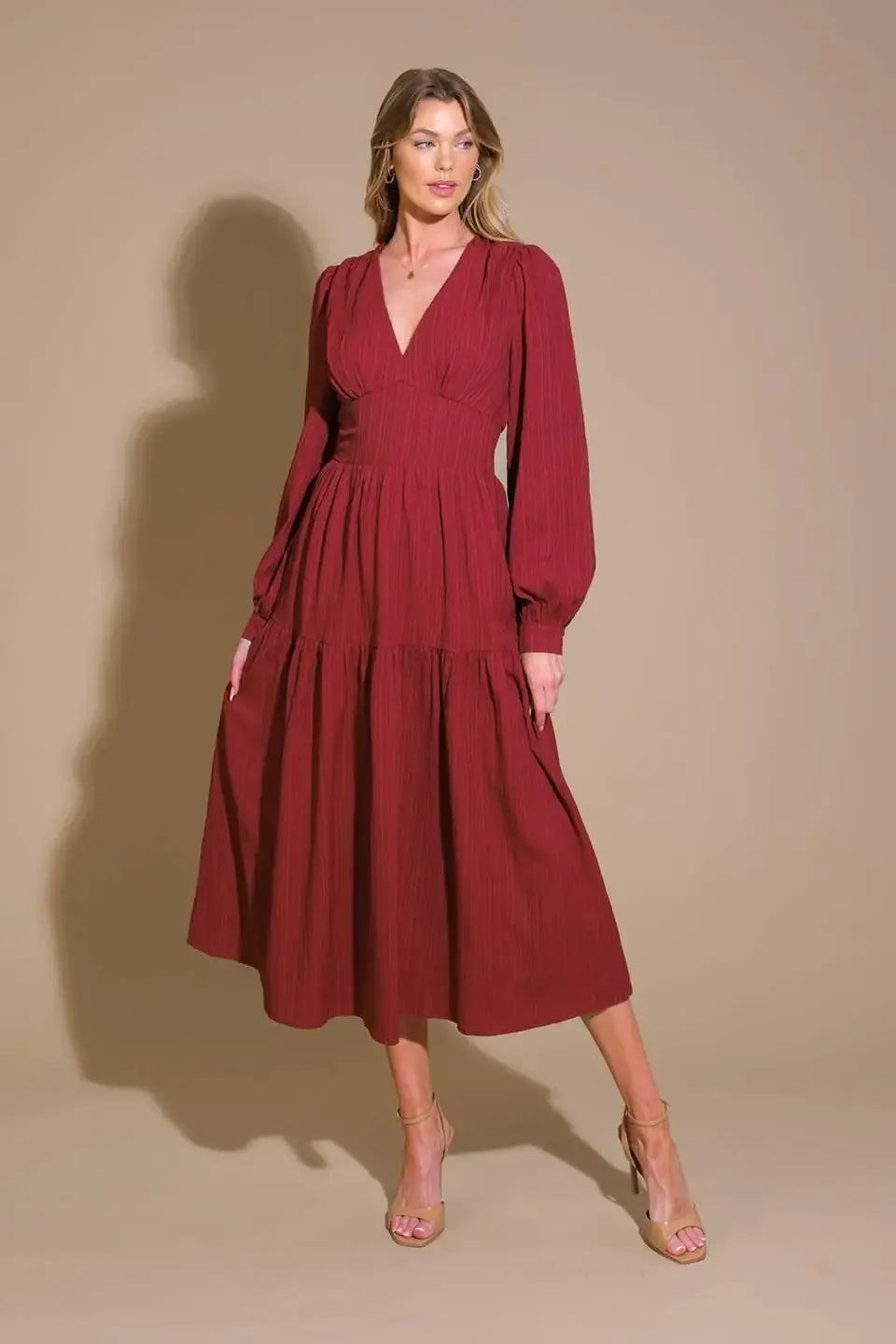 POSH PRESENCE WOVEN MIDI DRESS - Flying Tomato - Flyclothing LLC