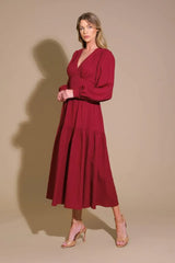 POSH PRESENCE WOVEN MIDI DRESS - Flying Tomato - Flyclothing LLC