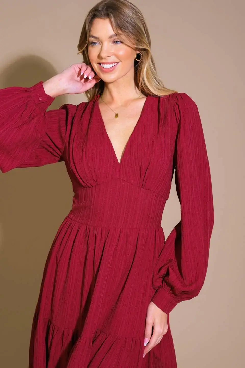 POSH PRESENCE WOVEN MIDI DRESS - Flying Tomato - Flyclothing LLC