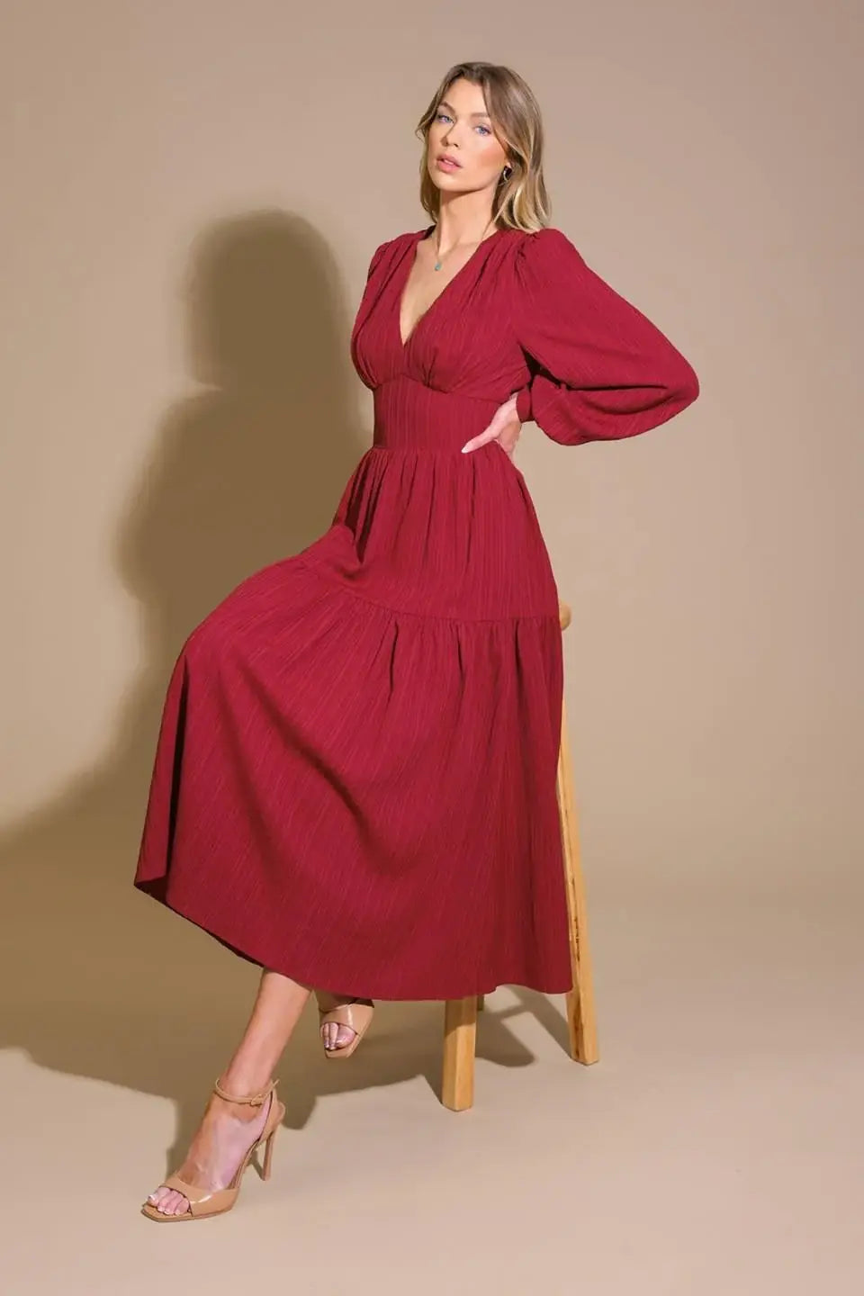 POSH PRESENCE WOVEN MIDI DRESS - Flying Tomato - Flyclothing LLC