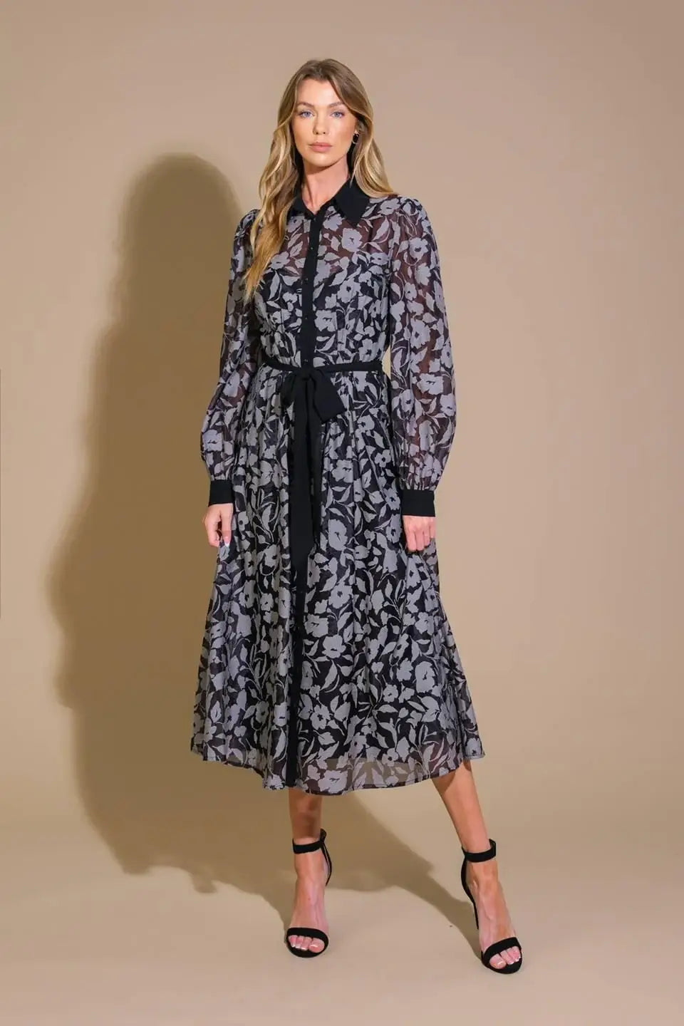 CAPTIVATING ALWAYS JACQUARD MIDI DRESS - Flying Tomato - Flyclothing LLC