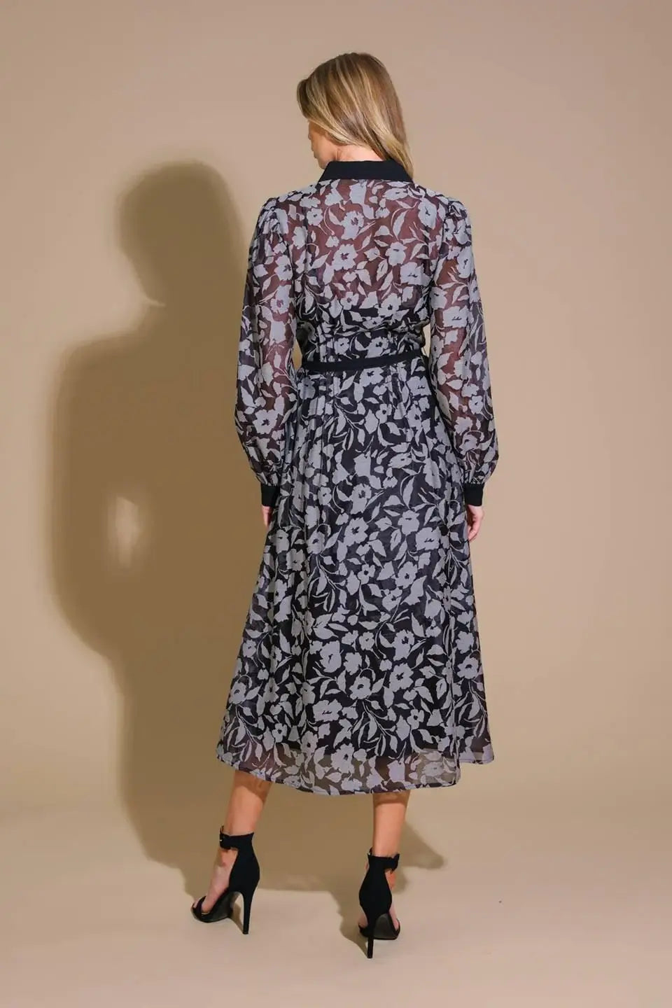 CAPTIVATING ALWAYS JACQUARD MIDI DRESS - Flying Tomato - Flyclothing LLC