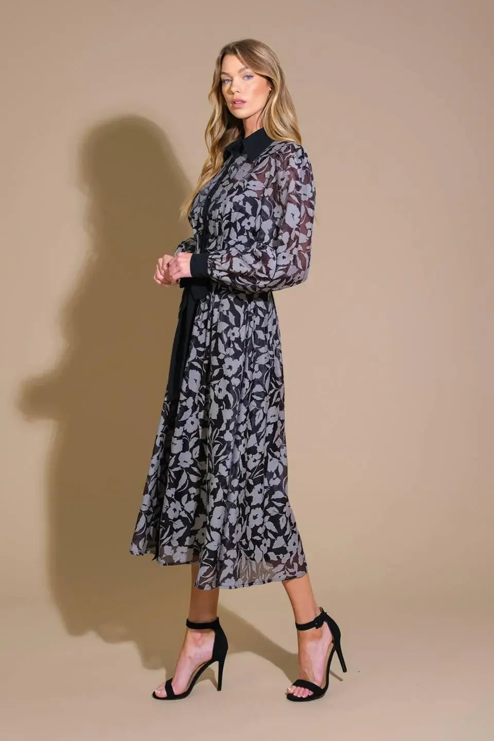 CAPTIVATING ALWAYS JACQUARD MIDI DRESS - Flying Tomato - Flyclothing LLC