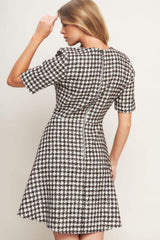 ELEGANT CHECK TWEED MINI DRESS - Flying Tomato - Flyclothing LLC