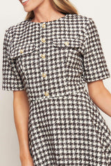 ELEGANT CHECK TWEED MINI DRESS - Flying Tomato - Flyclothing LLC
