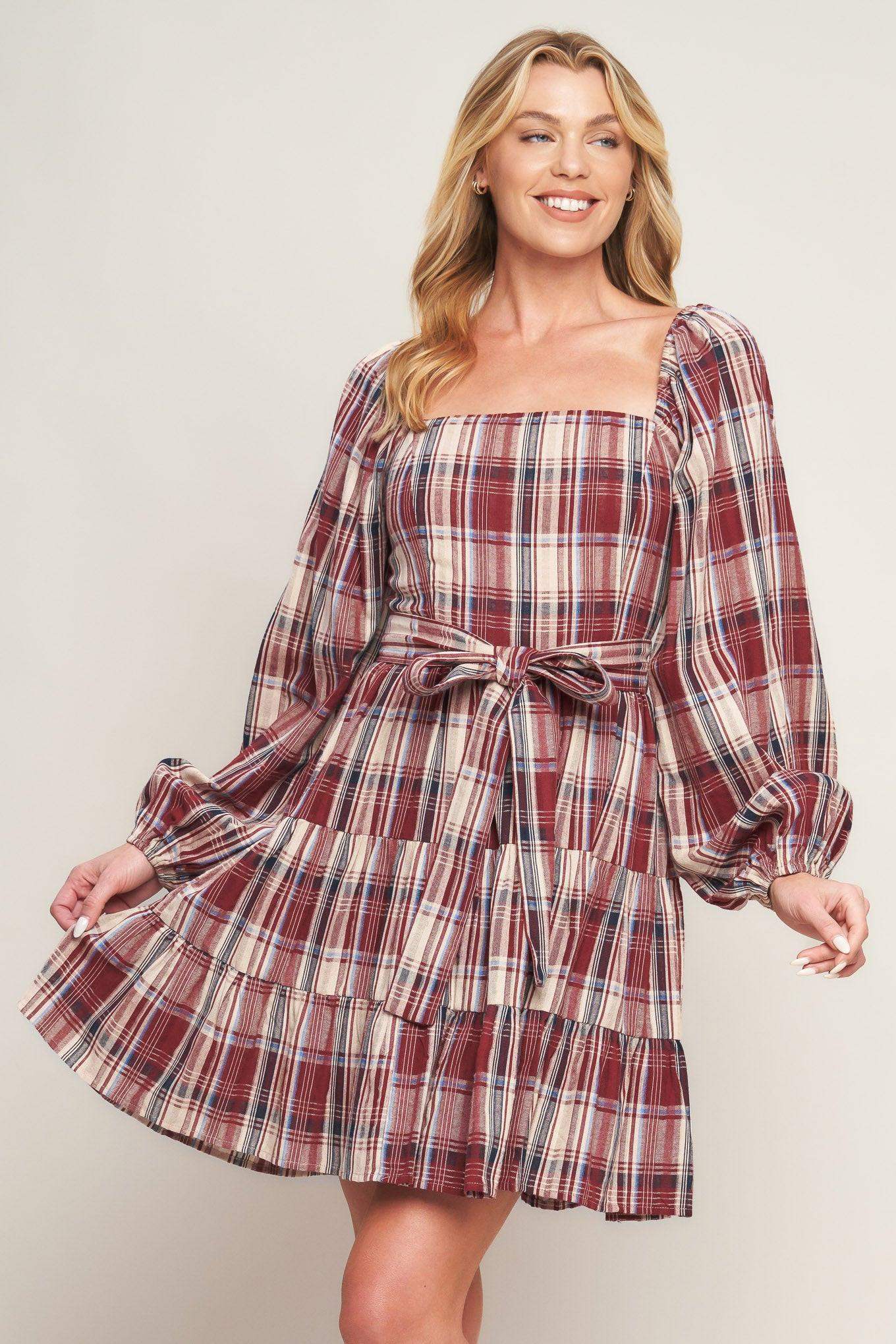 HONEY HUG PLAID MINI DRESS - Flying Tomato - Flyclothing LLC