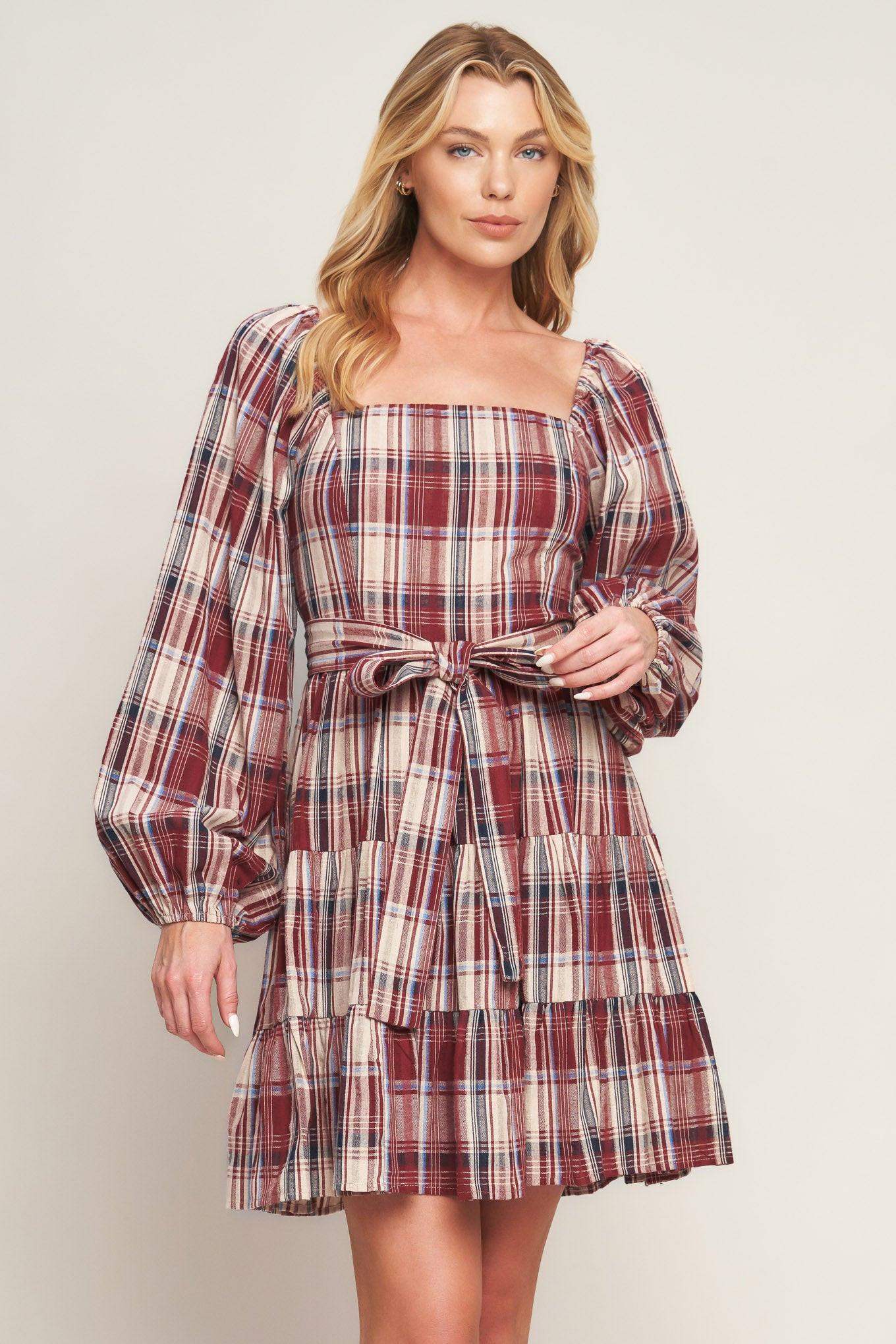 HONEY HUG PLAID MINI DRESS - Flying Tomato - Flyclothing LLC