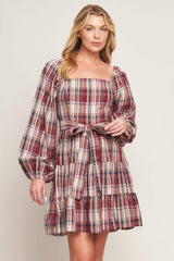 HONEY HUG PLAID MINI DRESS - Flying Tomato - Flyclothing LLC