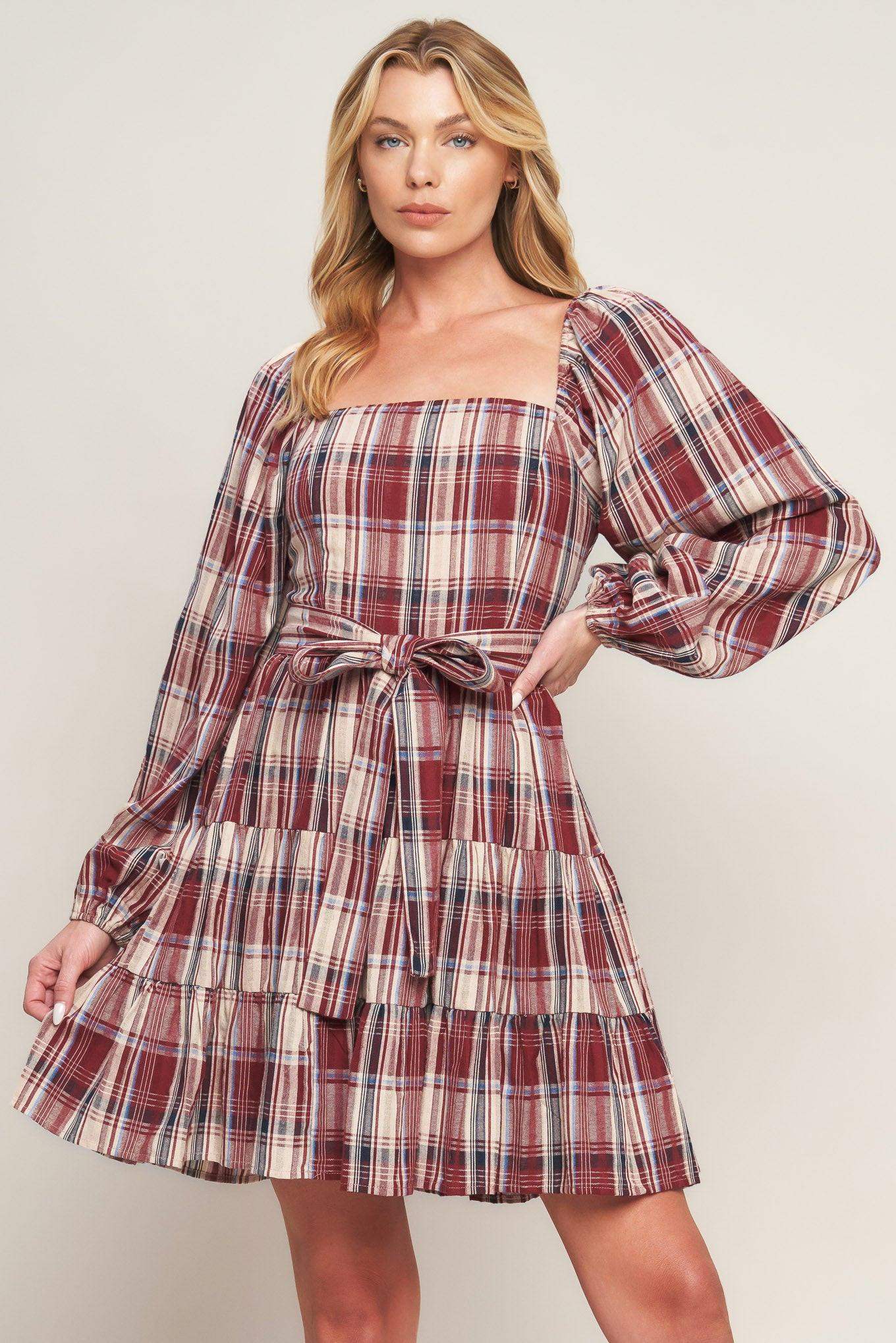 HONEY HUG PLAID MINI DRESS - Flying Tomato - Flyclothing LLC