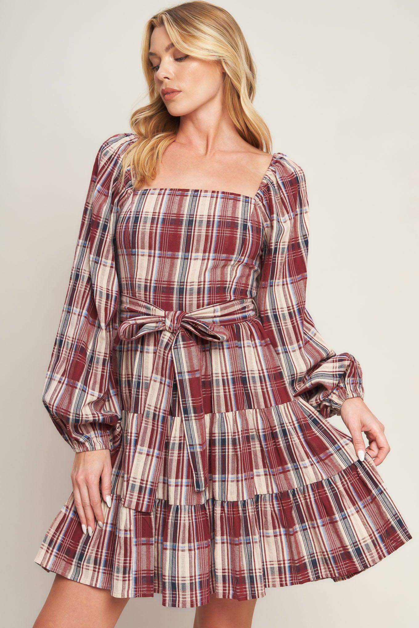 HONEY HUG PLAID MINI DRESS - Flying Tomato - Flyclothing LLC