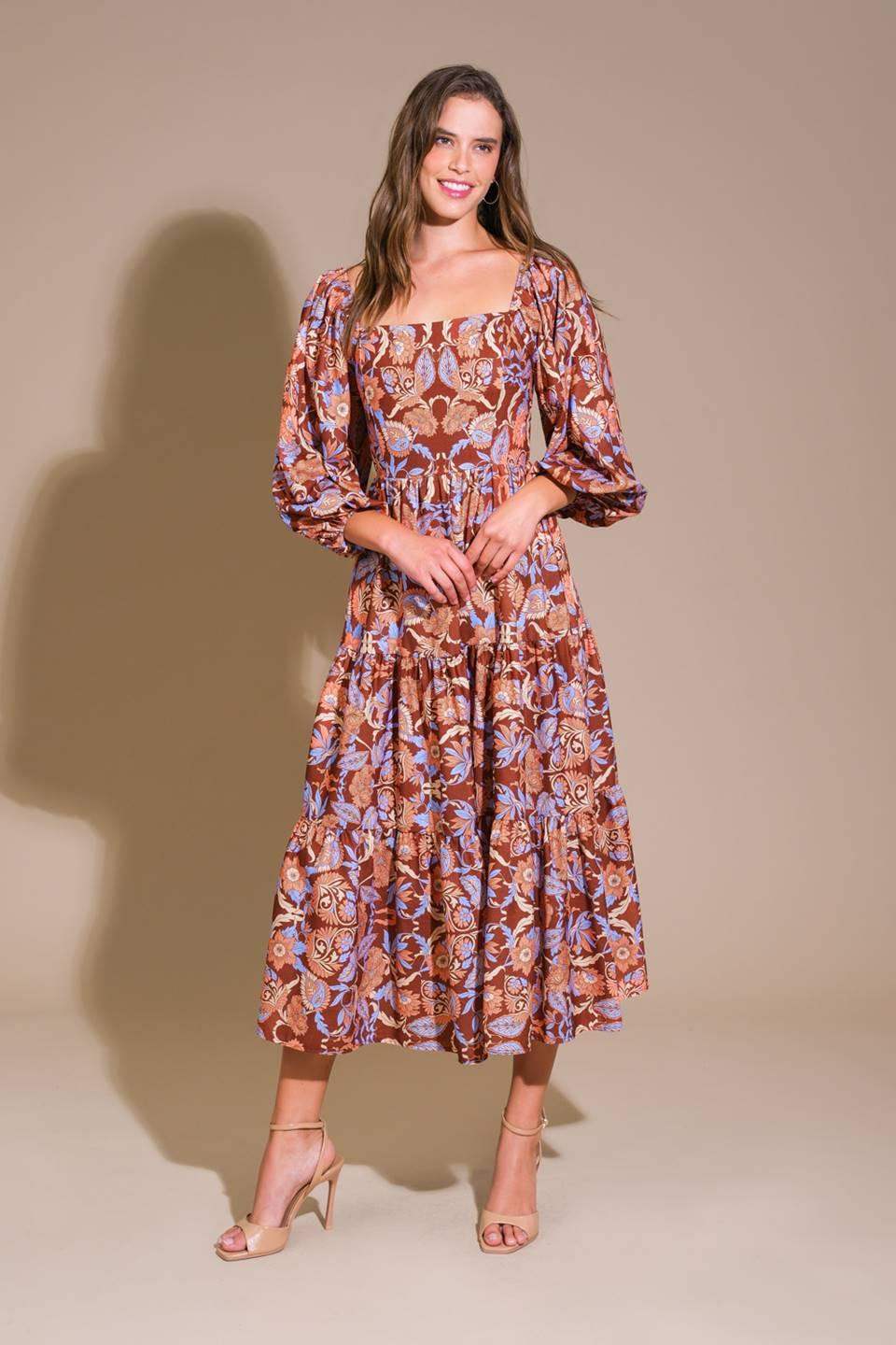 KEEPPING TABS WOVEN MIDI DRESS - Flying Tomato - Flyclothing LLC