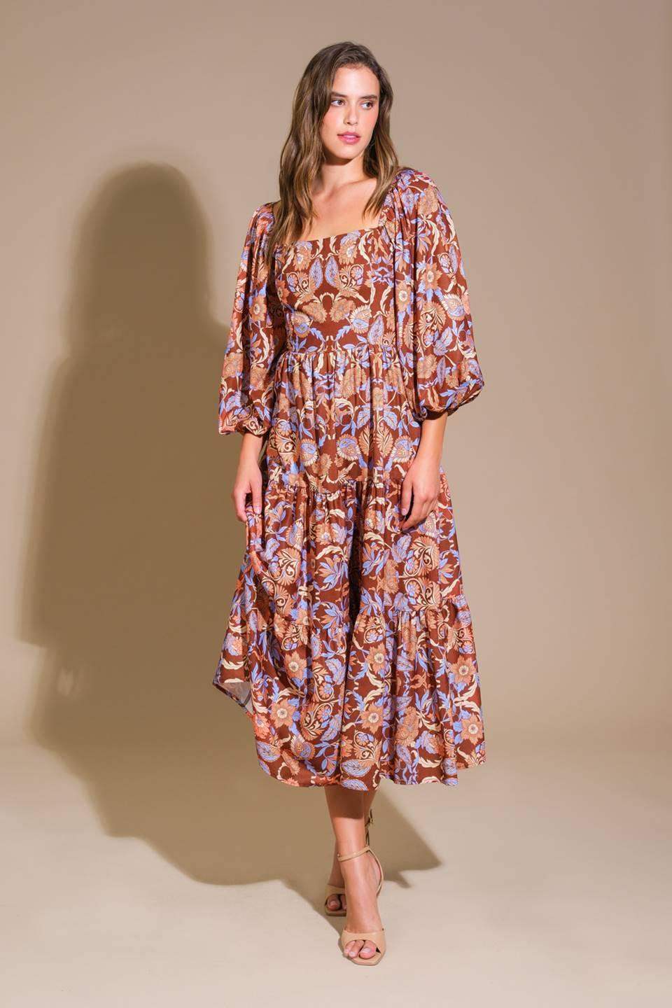 KEEPPING TABS WOVEN MIDI DRESS - Flying Tomato - Flyclothing LLC
