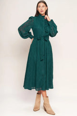 EMERALD WHISPER WOVEN MIDI DRESS - Flying Tomato - Flyclothing LLC