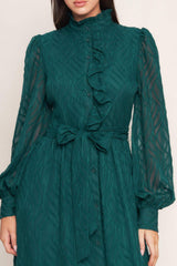 EMERALD WHISPER WOVEN MIDI DRESS - Flying Tomato - Flyclothing LLC