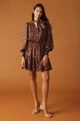 OPEN PATH ALMOND WOVEN MINI DRESS - Flying Tomato - Flyclothing LLC