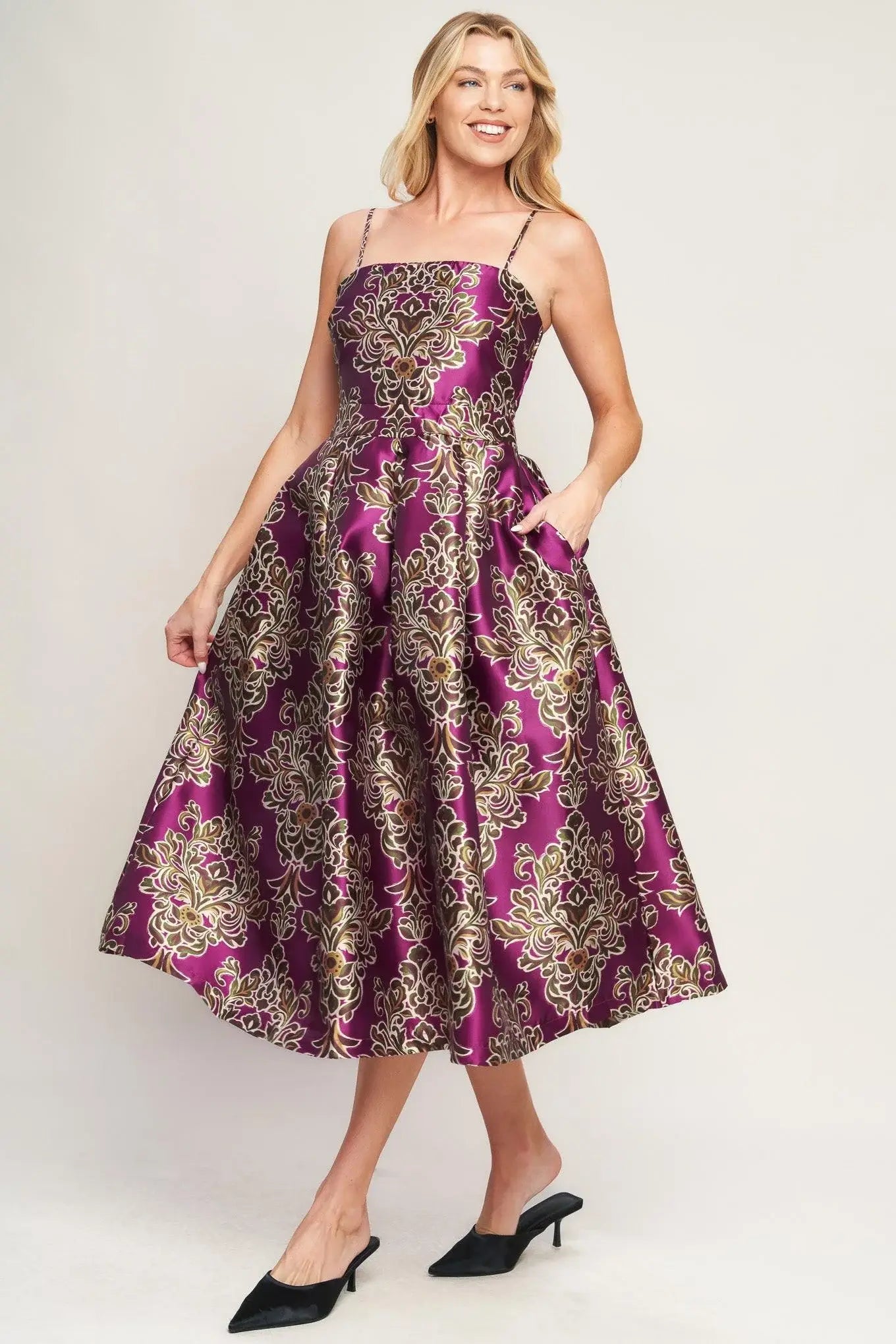 ALONG THE WAY WOVEN MIDI DRESS - Flying Tomato - Flyclothing LLC