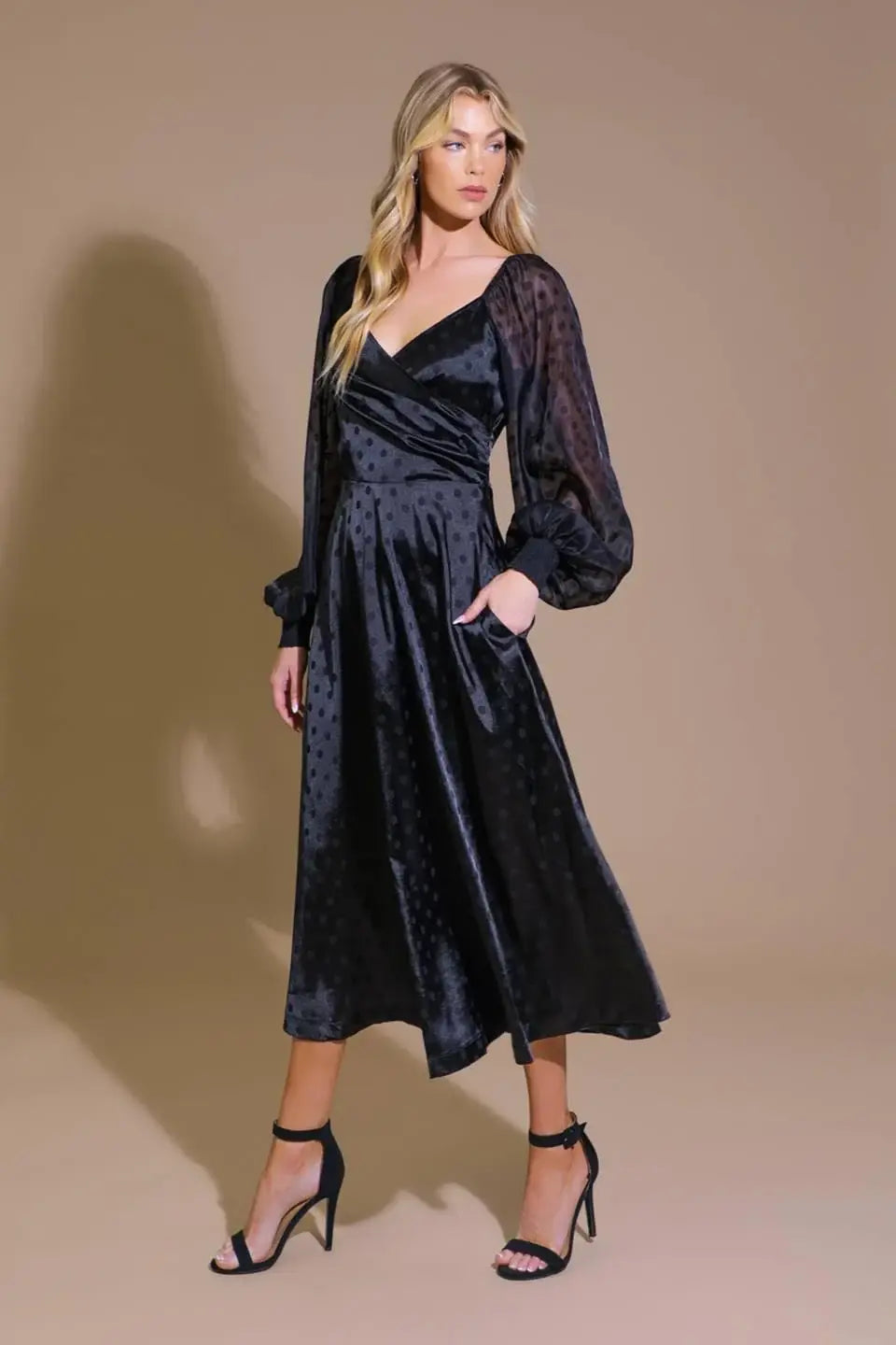 LUMINOUS VIBES WOVEN MIDI DRESS - Flying Tomato - Flyclothing LLC