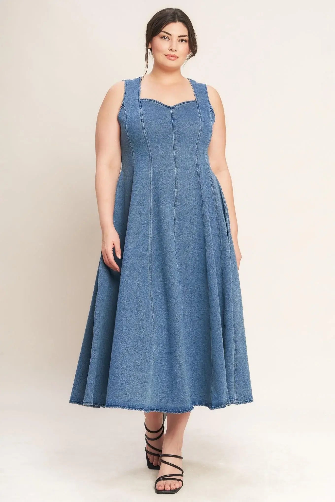 STARS AHEAD DENIM MIDI DRESS - Flying Tomato - Flyclothing LLC