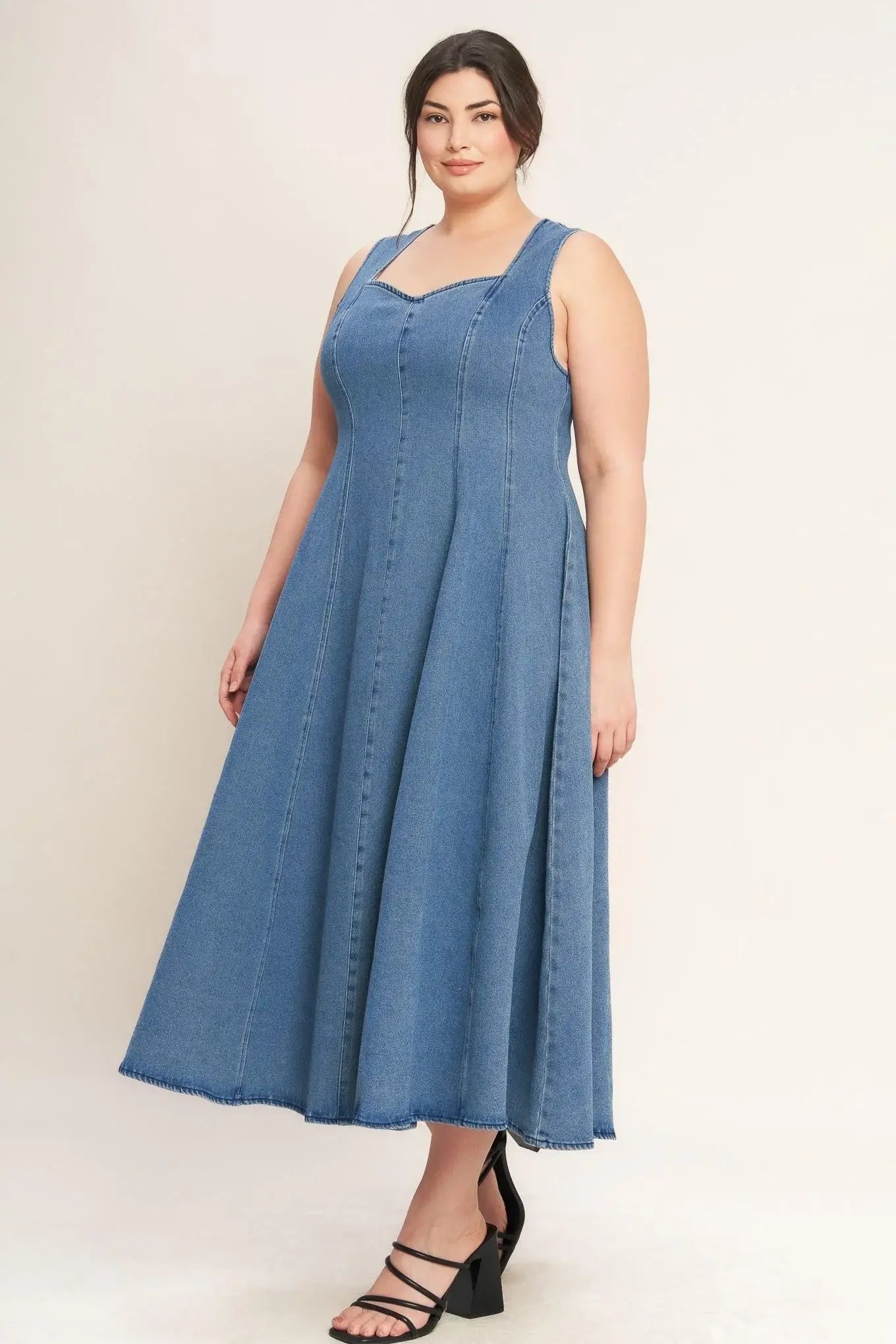 STARS AHEAD DENIM MIDI DRESS - Flying Tomato - Flyclothing LLC