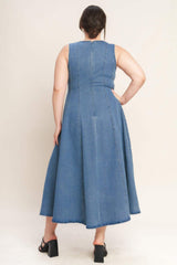 STARS AHEAD DENIM MIDI DRESS - Flying Tomato - Flyclothing LLC