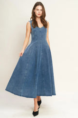 STARS AHEAD DENIM MIDI DRESS - Flying Tomato - Flyclothing LLC