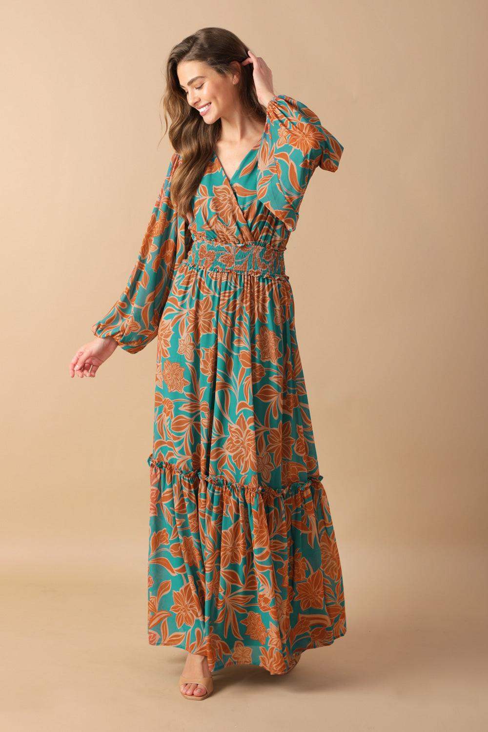 FLEETING FAUNA WOVEN MAXI DRESS - Flying Tomato - Flyclothing LLC