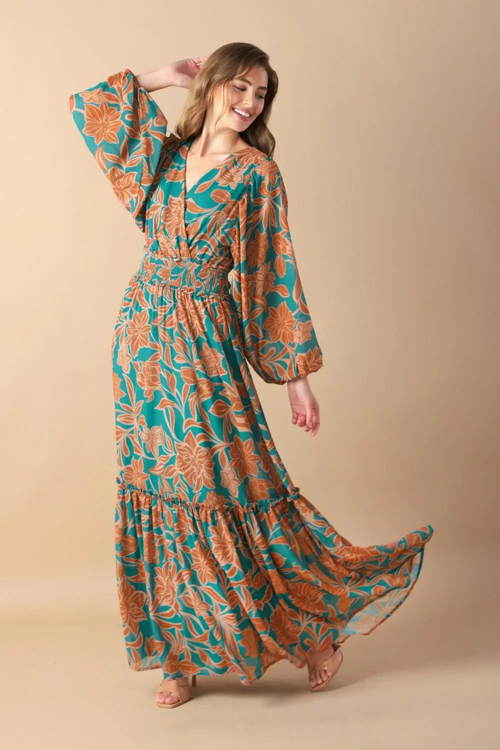 FLEETING FAUNA WOVEN MAXI DRESS - Flying Tomato - Flyclothing LLC