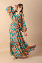 FLEETING FAUNA WOVEN MAXI DRESS - Flying Tomato - Flyclothing LLC