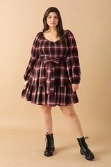 BE WITH YOU WOVEN PLAID MINI DRESS - Flying Tomato - Flyclothing LLC