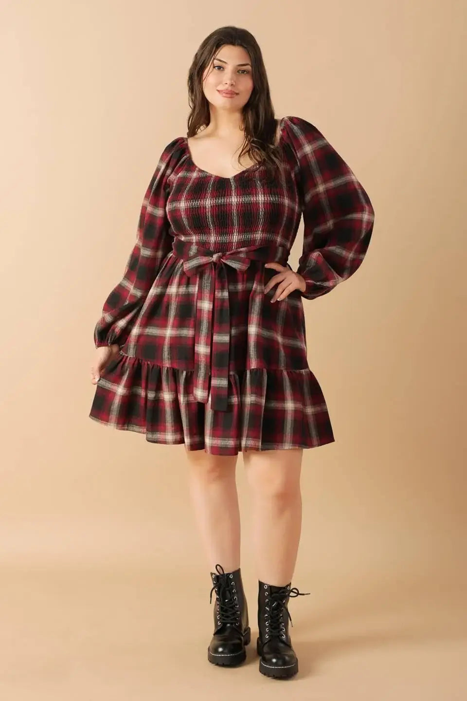 BE WITH YOU WOVEN PLAID MINI DRESS - Flying Tomato - Flyclothing LLC