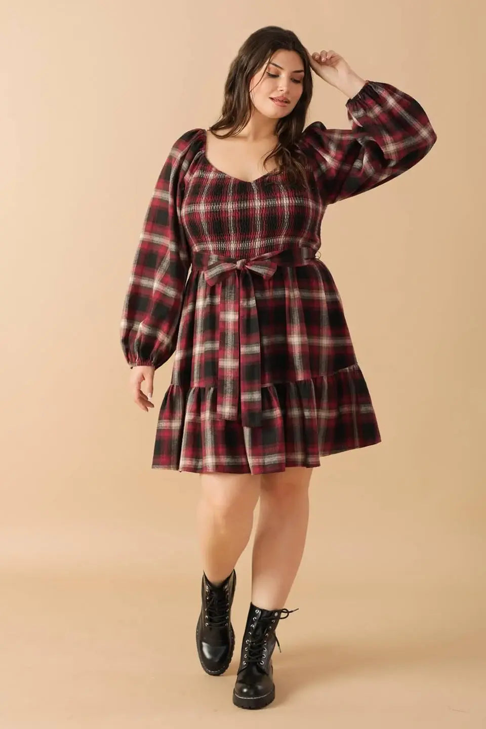 BE WITH YOU WOVEN PLAID MINI DRESS - Flying Tomato - Flyclothing LLC