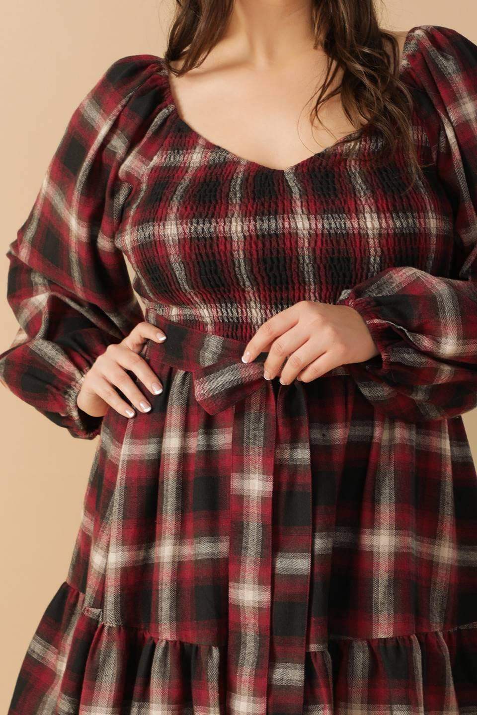 BE WITH YOU WOVEN PLAID MINI DRESS - Flying Tomato - Flyclothing LLC