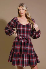 BE WITH YOU WOVEN PLAID MINI DRESS - Flying Tomato - Flyclothing LLC