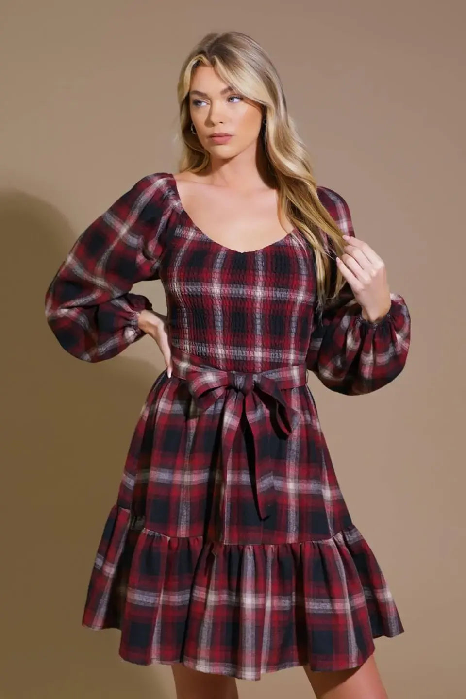 BE WITH YOU WOVEN PLAID MINI DRESS - Flying Tomato - Flyclothing LLC