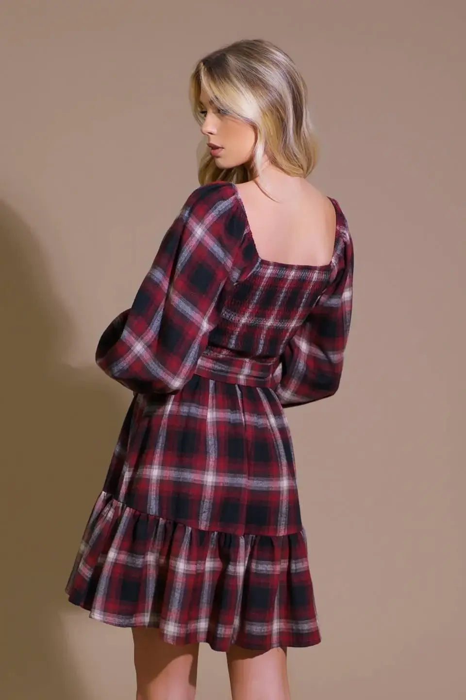 BE WITH YOU WOVEN PLAID MINI DRESS - Flying Tomato - Flyclothing LLC