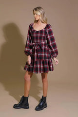 BE WITH YOU WOVEN PLAID MINI DRESS - Flying Tomato - Flyclothing LLC