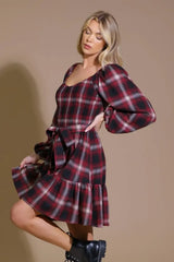 BE WITH YOU WOVEN PLAID MINI DRESS - Flying Tomato - Flyclothing LLC