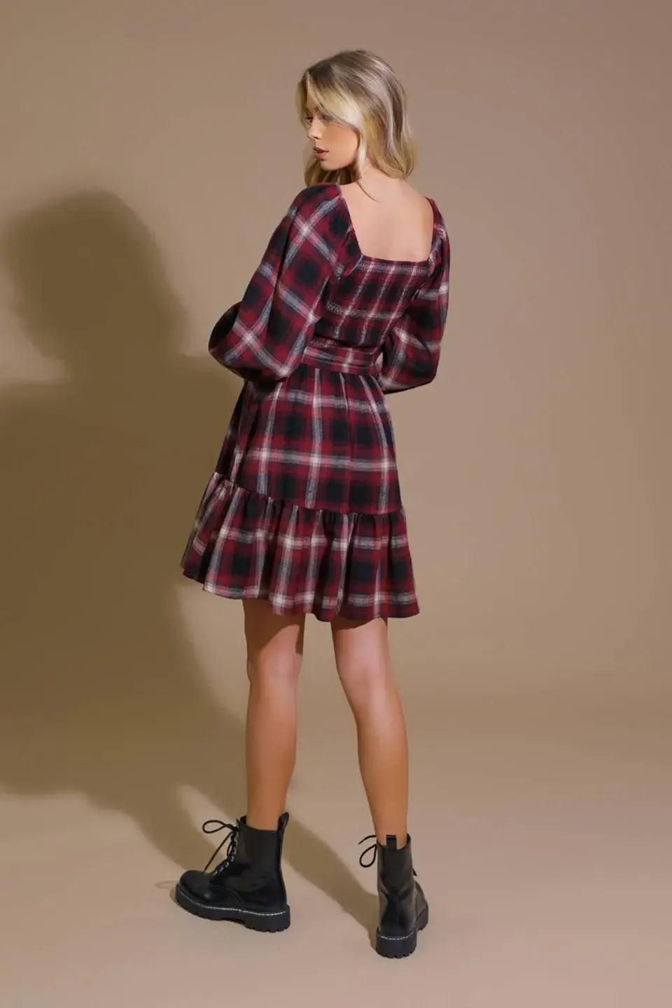 BE WITH YOU WOVEN PLAID MINI DRESS - Flying Tomato - Flyclothing LLC