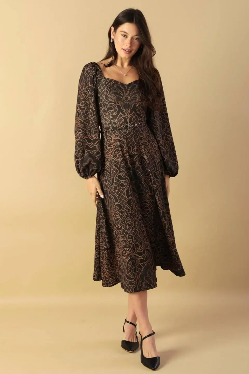 RUSTIC ALLURE WOVEN MIDI DRESS - Flying Tomato - Flyclothing LLC
