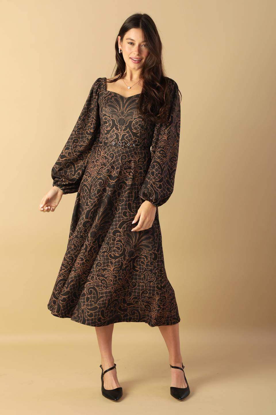 RUSTIC ALLURE WOVEN MIDI DRESS - Flying Tomato - Flyclothing LLC