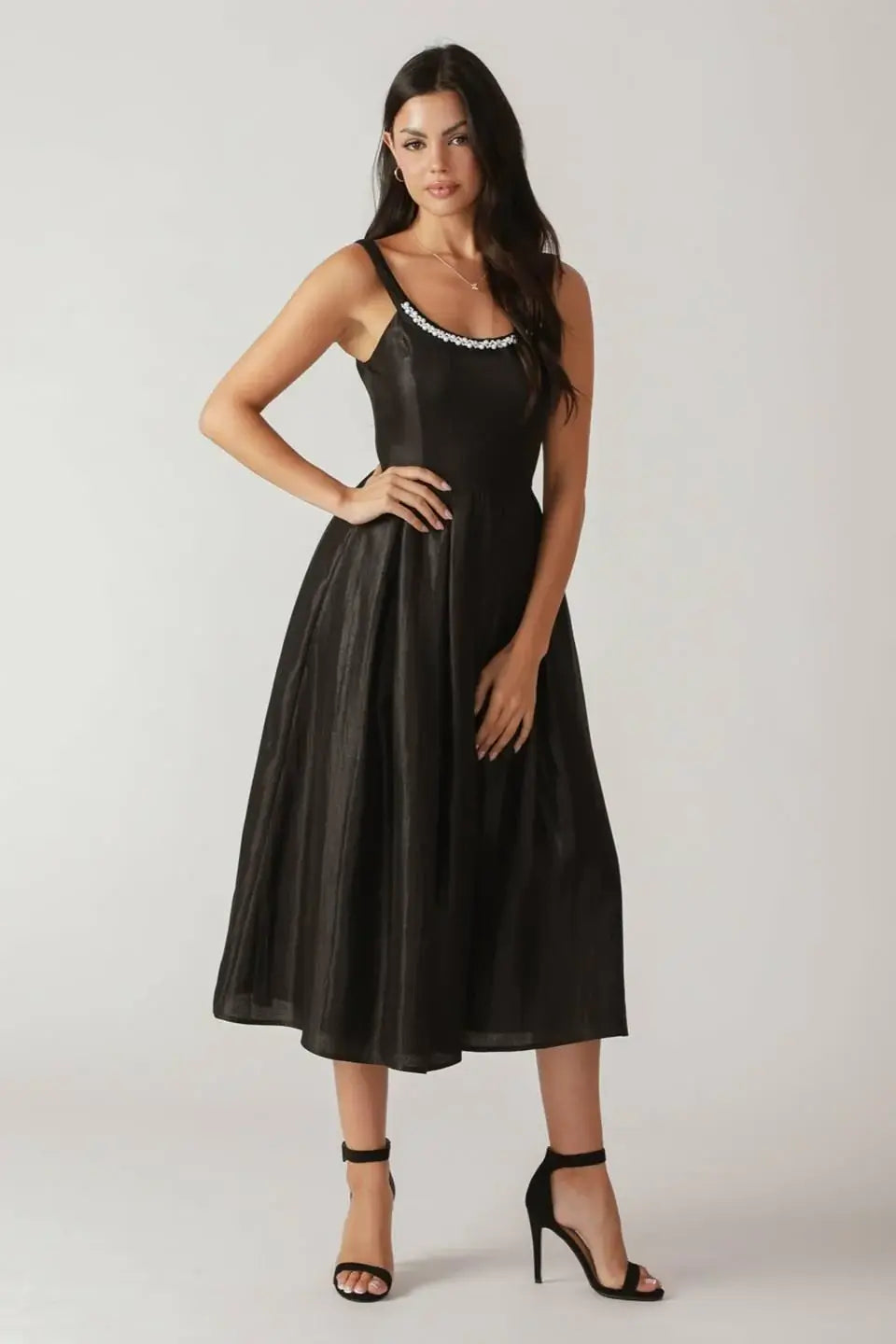FLUTTERING FIELDS WOVEN MIDI DRESS - Flying Tomato - Flyclothing LLC