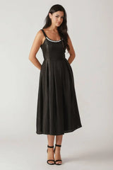 FLUTTERING FIELDS WOVEN MIDI DRESS - Flying Tomato - Flyclothing LLC