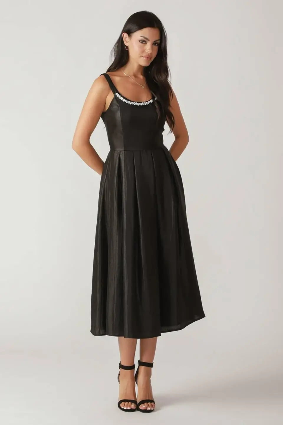 FLUTTERING FIELDS WOVEN MIDI DRESS - Flying Tomato - Flyclothing LLC